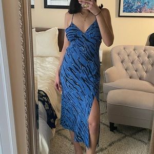 Blue zebra print midi dress